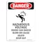 Signmission OSHA Danger Sign, 10" Height, Rigid Plastic, Hazardous Voltage, Portrait, V-2317 OS-DS-P-710-V-2317 - alternate 1
